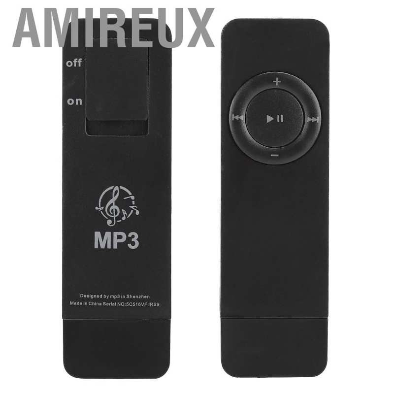 Máy nghe nhạc Amieu mini mp3 hỗ trợ thẻ nhớ TF 32GB hình chữ U nhỏ gọn màu đen kèm tai