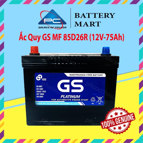 Bình Ắc Quy 12V-75Ah, Ắc Quy Ô Tô GS MF 85D26L/R