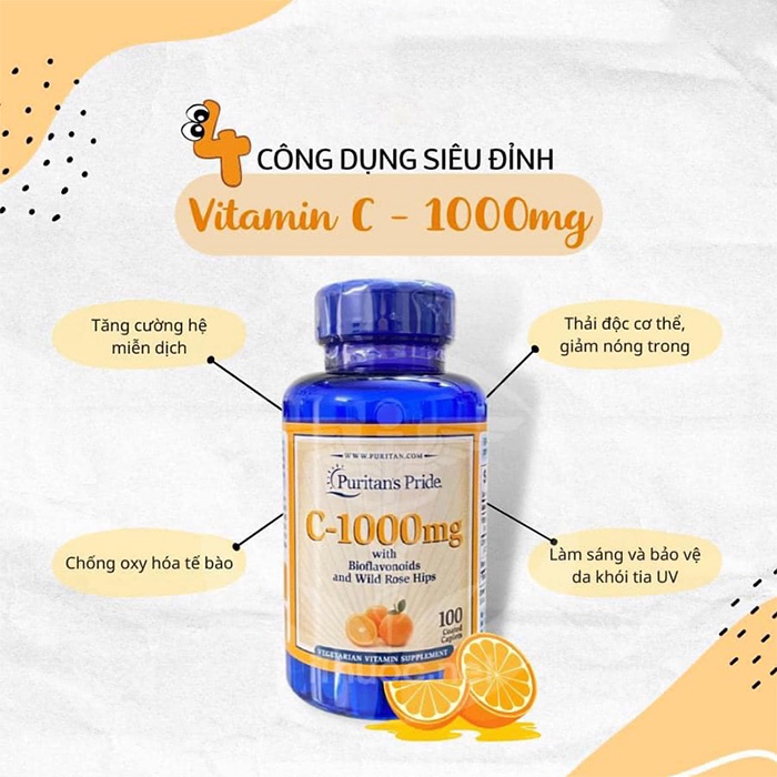 Viên uống vitamin c 1000mg Puritans Pride hộp 100 viên xuất xứ Mỹ