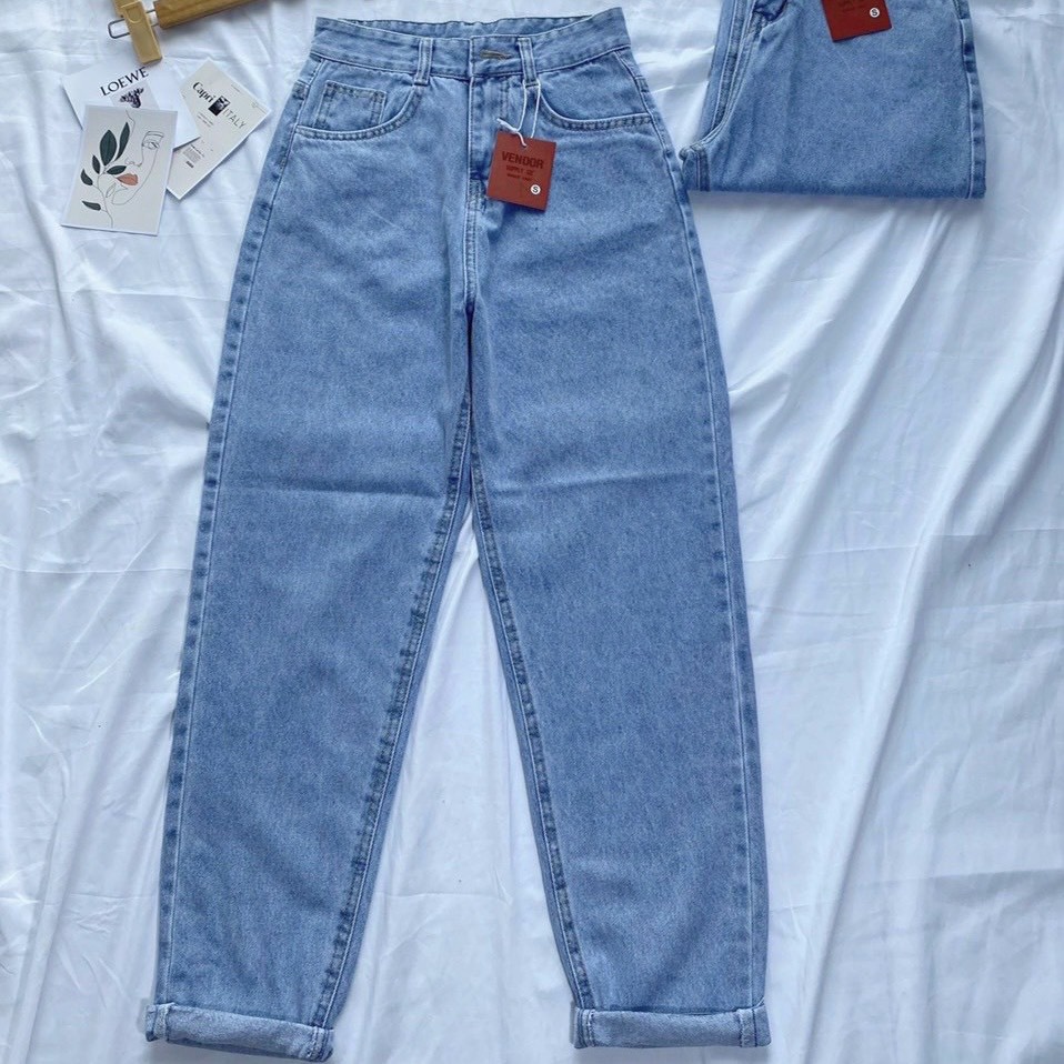 Quần jean baggy nữ cạp cao chất đẹp không co dãn size S M L | BigBuy360 - bigbuy360.vn