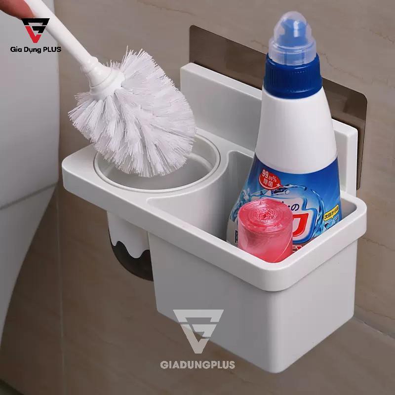 Bộ Chổi Bồn Cầu & Kệ Đựng Dán Tường Đa Năng Cho Toilet Tiện Ích