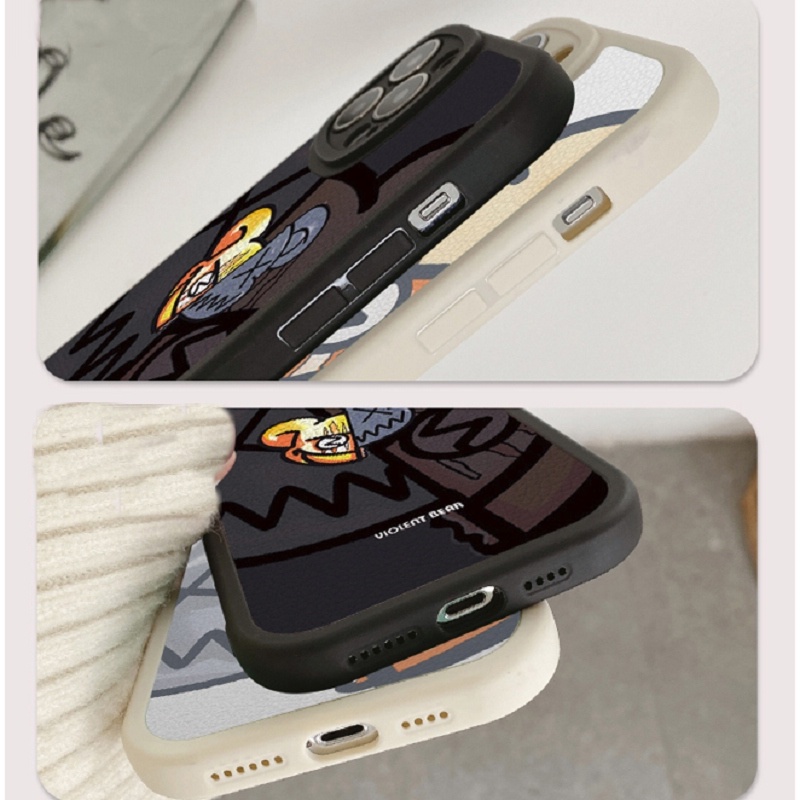 Casing For IPhone 13 12 11 Pro Max Xs X Xr Max 6 6s 7 8 Plus ProMax XsMax 6+ 6s+ 7+ 8+ ins Cool Little devil Violent Bear Fine Hole Lens Protection Lambskin Full Back Cover Shockproof Soft Phone Case KQ 23