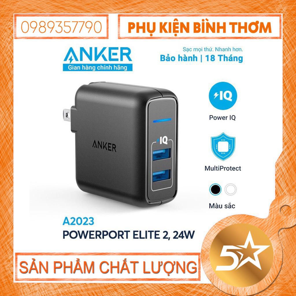 Cốc Sạc ANKER PowerPort Elite 2, 24w - Củ Sạc Anker A2023 - Hàng Chính Hãng - Bảo Hành 18 Tháng