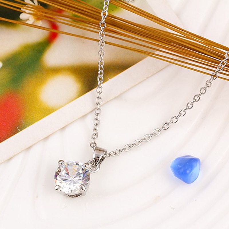 Vòng cổ Kim Loại Mặt Hình Giọt Nước Đính Đá Zircon Thời Trang Hàn Quốc