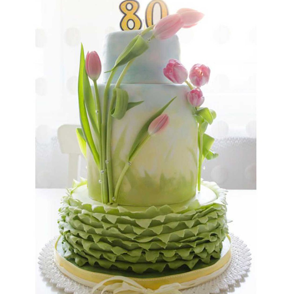 Kalaien Khuôn silicone Làm Bánh Hình Hoa tulip & Lá