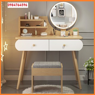 Bàn trang điểm, gương đèn led cảm ứng - Kèm đôn