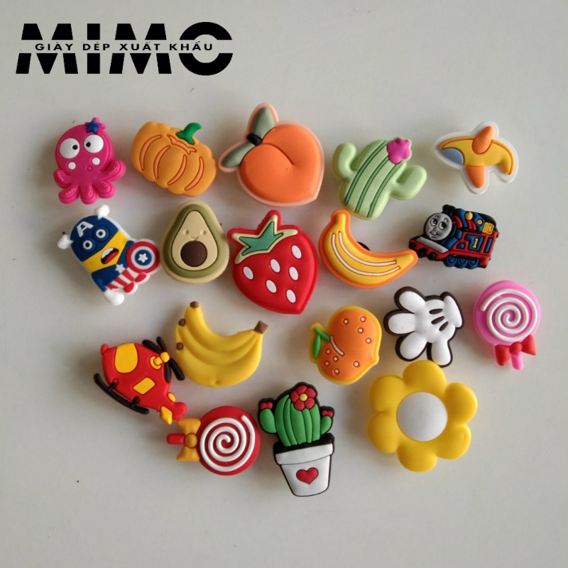 [Giao ngẫu nhiên] Combo 15 jibit đính dép sục, sục cross, sticker 2D cài dép nhiều mẫu siêu xinh, cá tính