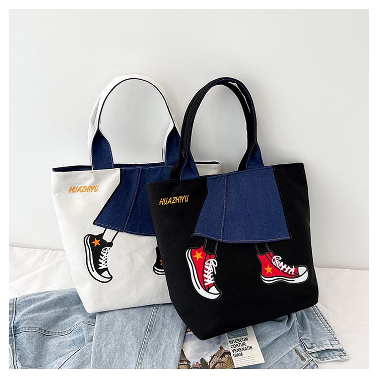 Túi Xách Tote Ulzzang Vintage Vải Canvas Đeo Vai Họa Tiết Độc Đáo Form Unisex Phong Cách Hàn Quốc - Iclassy_shoes