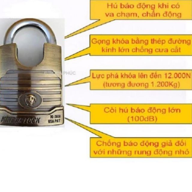 (Tặng thêm 6 pin) ổ KHÓA BÁO ĐỘNG CHỐNG TRỘM CHỐNG CẮT KINBAR