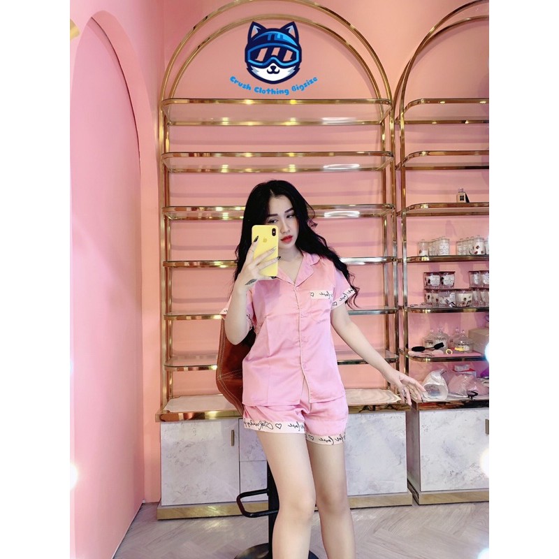 [Mẫu Đẹp]Pyjama Đồ Bộ Đùi Viền Chữ Bigsize 55-100kg Diện cực Đẹp Chất Satin Cao Cấp | BigBuy360 - bigbuy360.vn