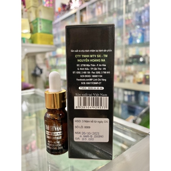 serum chấm mụn Linh chỉ vàng dành riêng cho nam giúp xoá mụn,giảm thâm sẹo,trắng sáng và tái tạo da chai 18ml