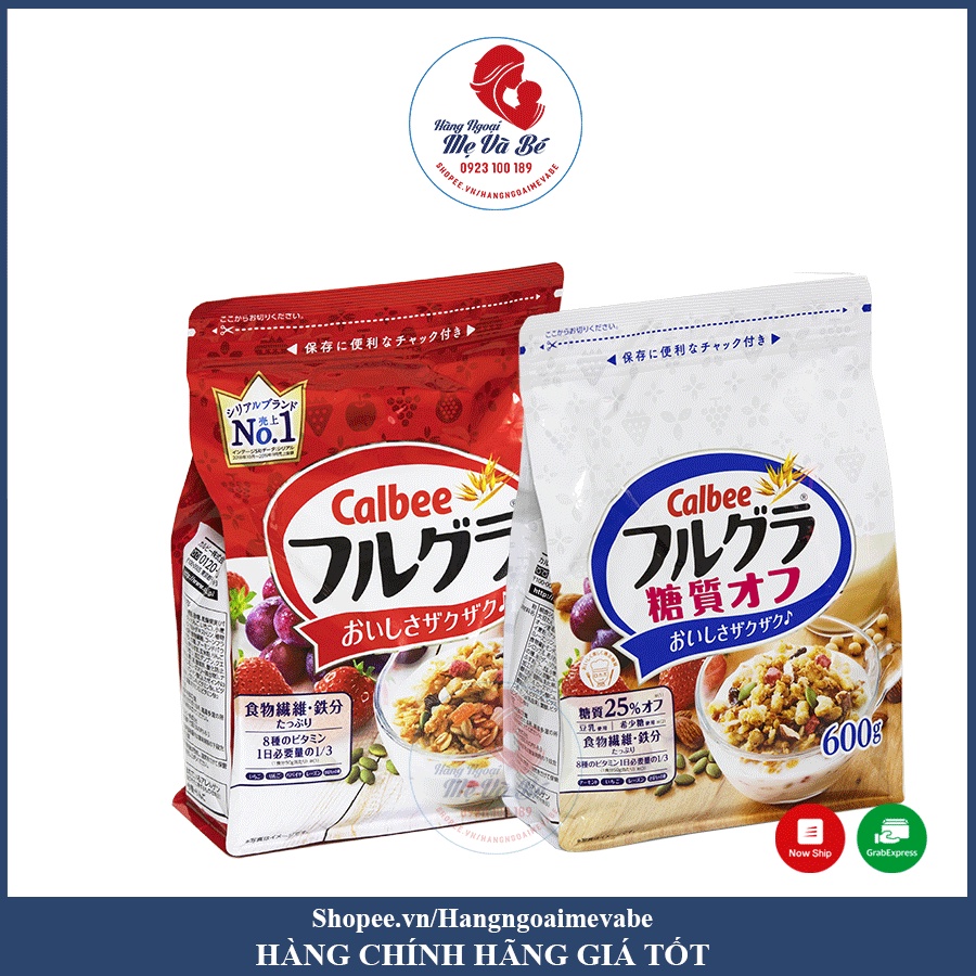 Ngũ cốc Calbee, ngũ cốc dinh dưỡng trái cây hoa quả ăn kèm với sữa chua Nhật Bản [Date 10/2022]