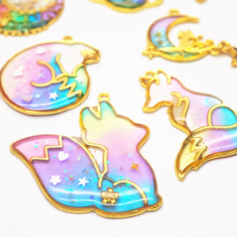 Bộ 10 Khung Mặt Dây Chuyền Hình Cáo Thông Minh Bằng Resin UV DIY