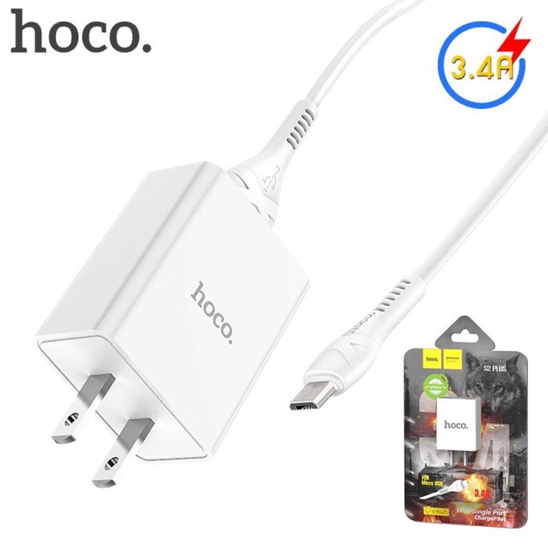 FREESHIP-Trọn bộ cốc cáp sạc nhanh S2 Plus HoCo-Micro Usb 3.4A cho oppo,samsung,huawei,Xiaomi,Redmi-Bộ sạc Android/UH102