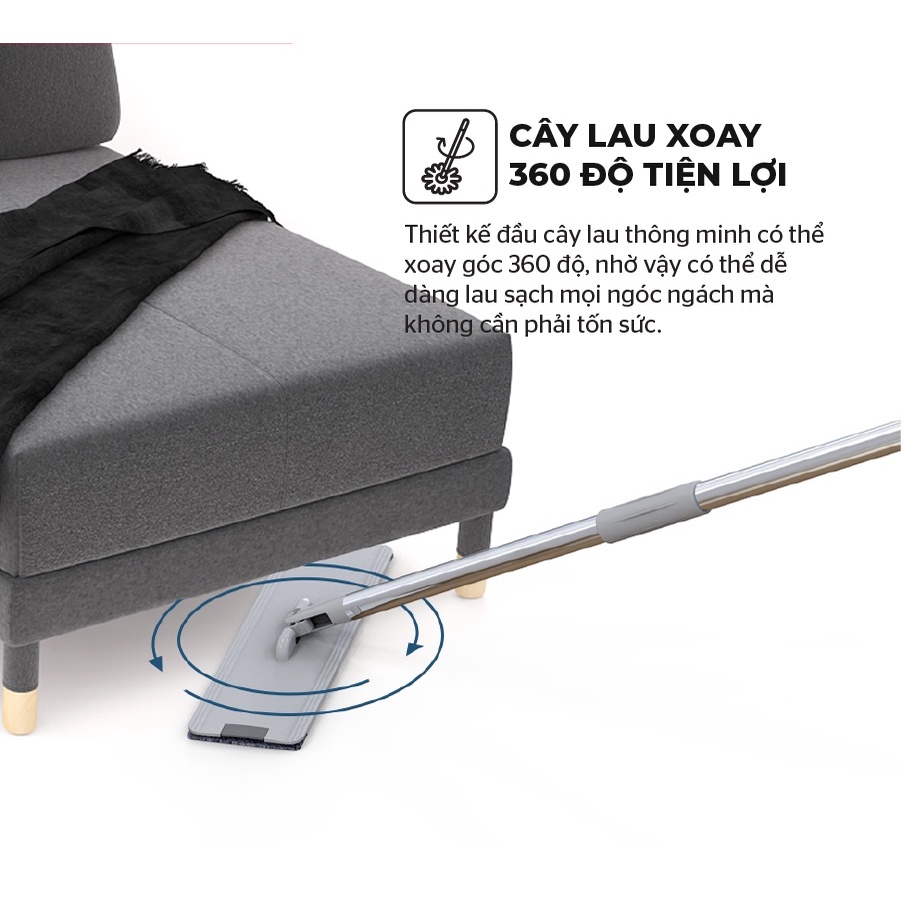 Bộ lau nhà tự vắt thông minh xoay 360 độ Space Saving SUNHOUSE KS-CL3211PW