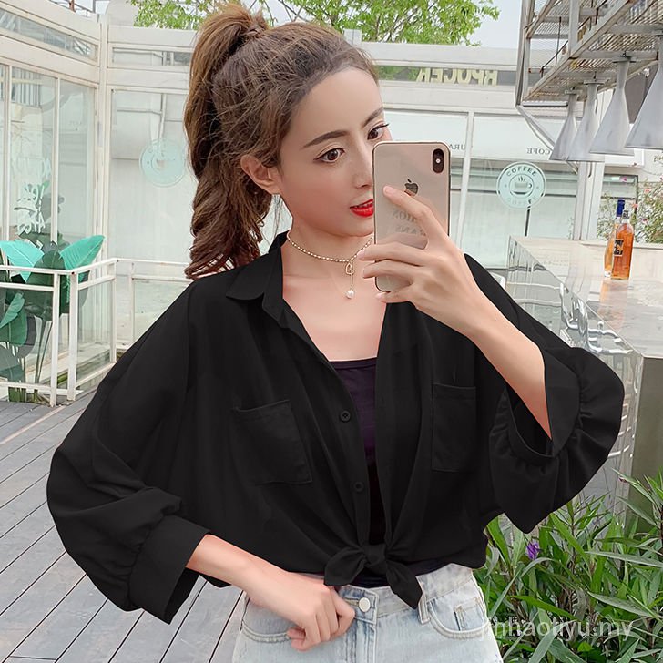 Áo Khoác Chiffon Mỏng Tay Dài Dáng Rộng Màu Trắng Chống Nắng Phong Cách Hàn Quốc Thời Trang Mùa Hè Cho Nữ