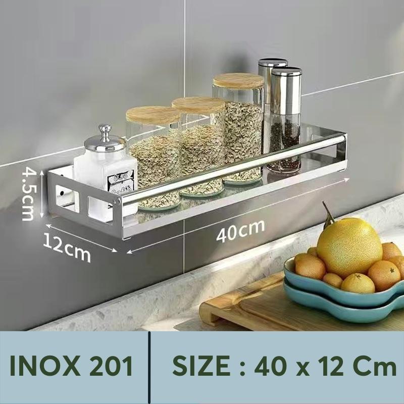 Kệ Gia Vị Inox 304 Dán Tường(Không Phải Khoan Tường),Giá Để Gia Vị Đa Năng Dễ Dàng Lắp Đặt Và Sử Dụng