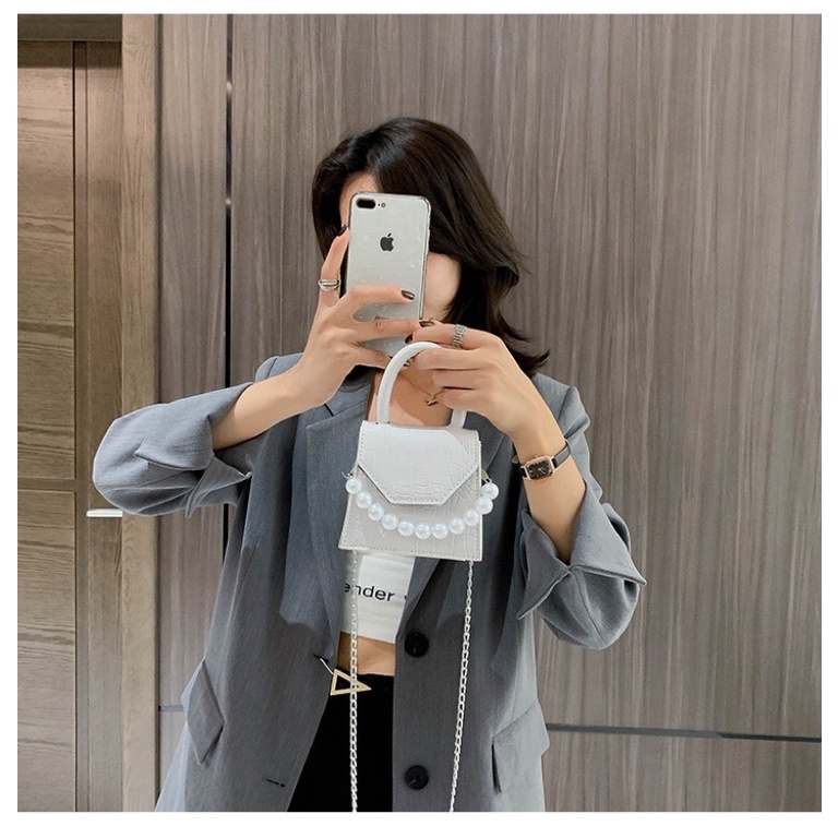 Túi Xách Nữ Đeo Chéo MiNi Thời Trang HAMA-NHC54 Phôi Ngọc Trai dây xích