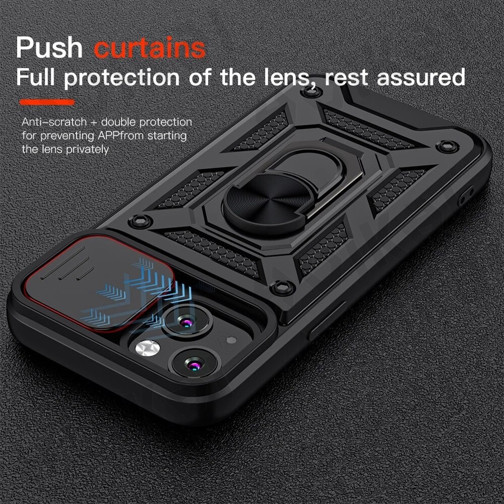 Ốp điện thoại kiểu giáp có nắp trượt bảo vệ camera thích hợp cho iPhone 13 Pro Max 12 Mini 12 11 Pro Max