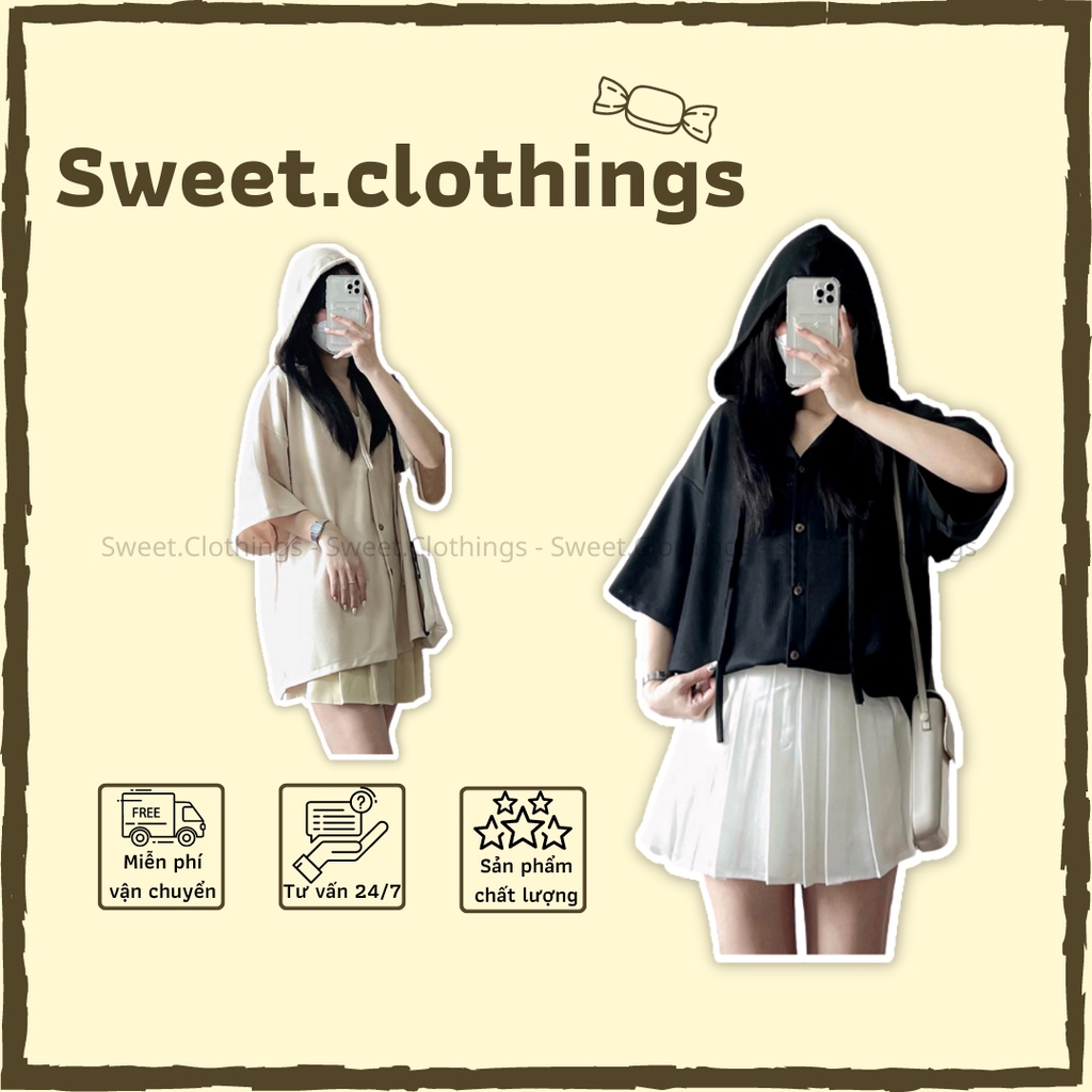 Áo khoác nữ Ulzzang có mũ tay lỡ 2 màu freesize, Áo khoác ngoài chất thun gân 1 lớp SWEET.CLOTHINGS