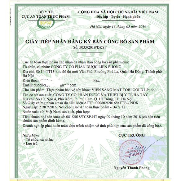 Viên Sáng Mắt TOBI GOLD LP PHARMA - Giúp bổ mắt, giảm đau mỏi, khô mắt, ngăn ngừa cận thị Hộp 60 viên