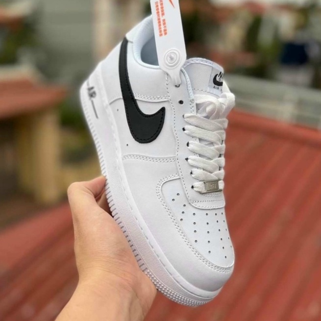 Giày thể thao AF1 trắng vệt đen nam nữ, giày sneaker AIR FORCE trắng tích đen thấp mới Hot Hit 2022