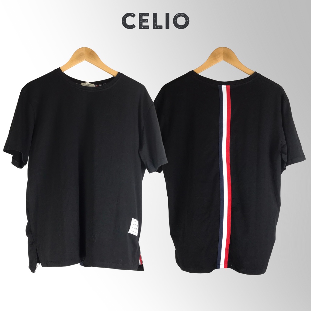 Áo phông nam Freesize Celio họa tiết sọc lưng 3 màu trơn