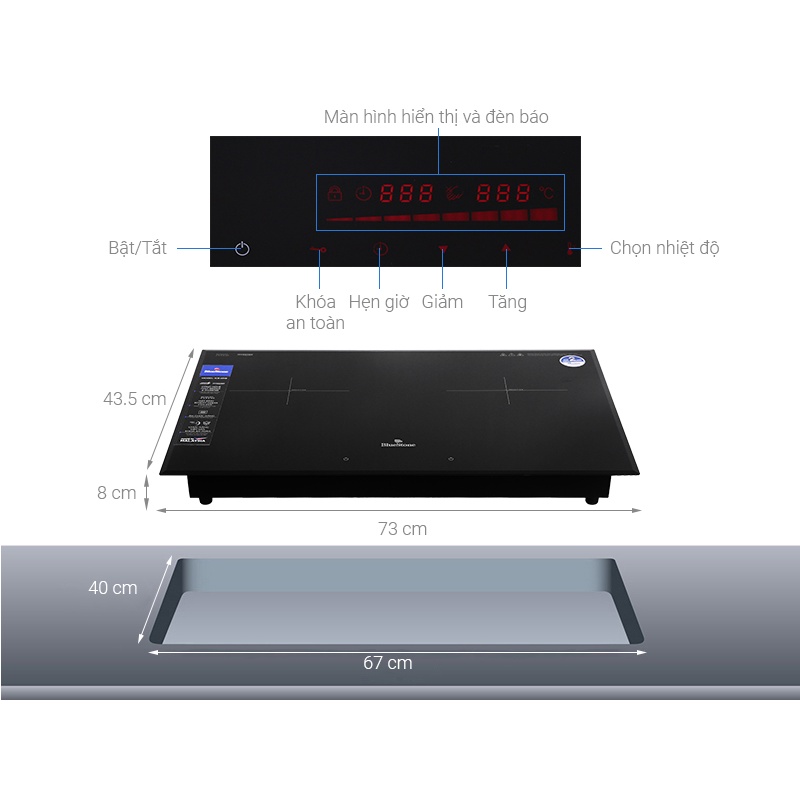 Bếp từ đôi Bluestone ICB-6948 5200W