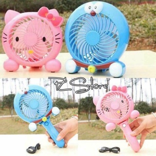 Quạt điện cầm tay gấp gọn kitty và đoremon