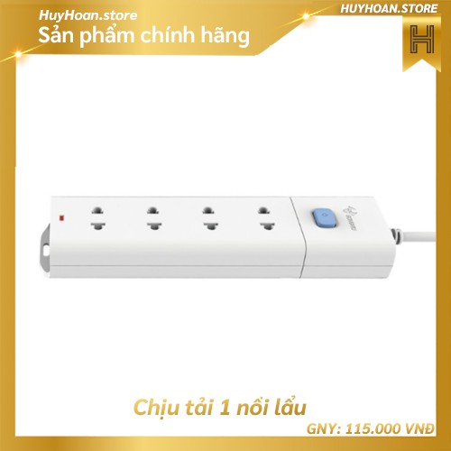 Ổ cắm điện trắng GONGNIU 4 ổ 1 công tắc - 2500W 10A - V1040 - Chính Hãng