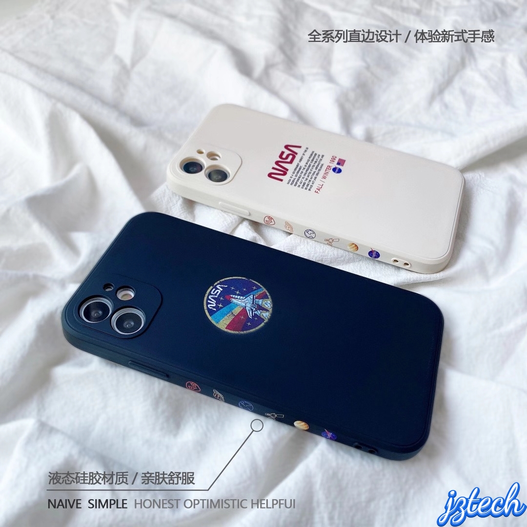 IPhone 12 11 Pro Max X Xs Max XR 8 7 Plus 12 Mini Fashion NASA Space Pattern Phone Case Cartoon Straight Edge Pattern Phone Case