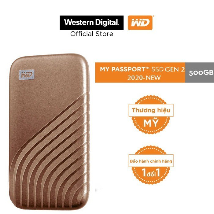 Ổ cứng di động 500GB External SSD WD My Passport USB 3.2 Gen 2 WDBAGF5000ABL-WESN