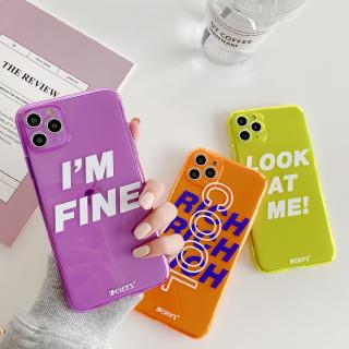 Văn bản đơn giản Huỳnh quang Tím Xanh i12 12Pro Vỏ điện thoại Thích hợp cho iPhone11 11Pro xsmax XR 8Plus 7P Vỏ bảo vệ