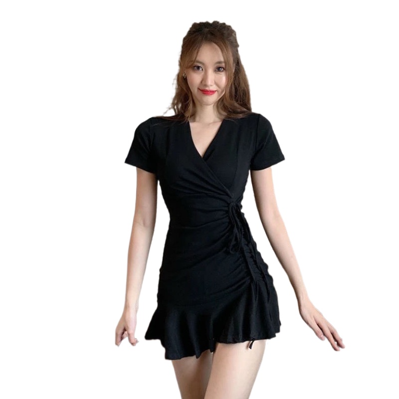 Đầm Ngắn Cổ Chữ V Phong Cách Thời Trang Hàn Quốc Dành Cho Nữ