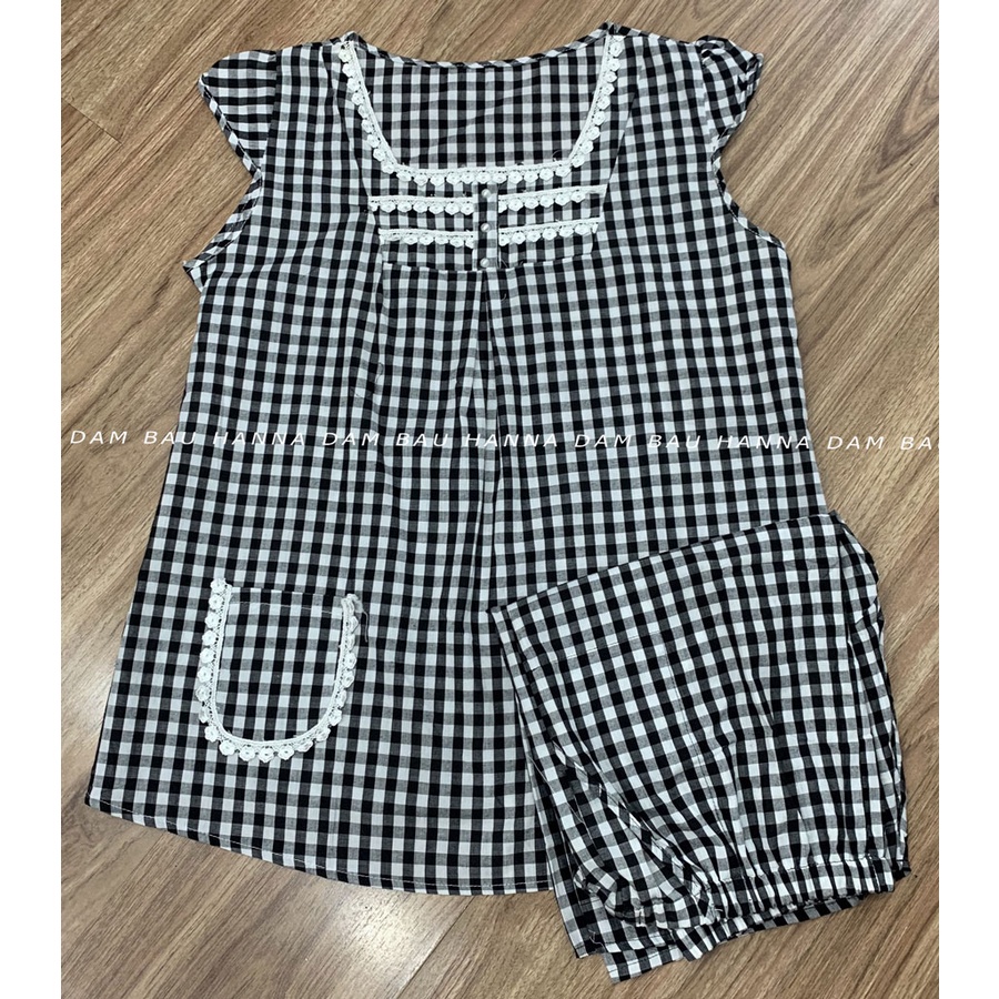 [HANNA] Đồ bộ bầu lửng mặc ở nhà free size 40-60kg vải cotton họa tiết dễ thương mát thấm mồ hôi tốt cho mùa hè có lưng