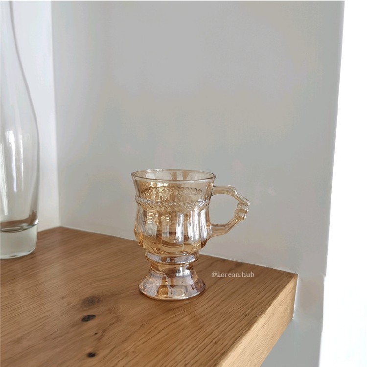 LY CỐC THỦY TINH AMBER CỔ ĐIỂN PHONG CÁCH VINTAGE. | BigBuy360 - bigbuy360.vn