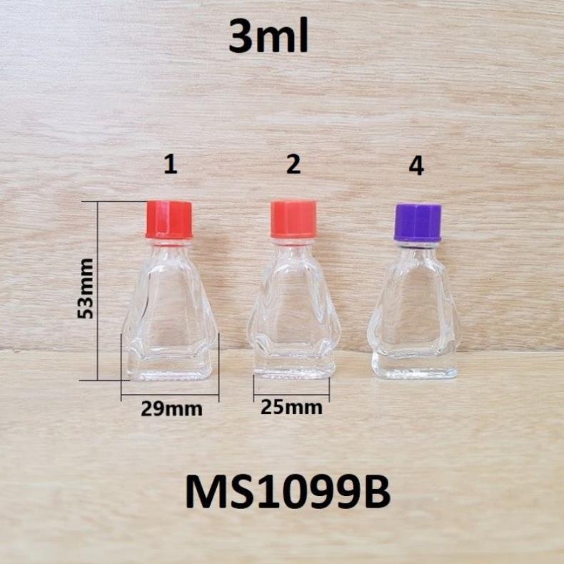 [RẺ VÔ ĐỊCH] Chai dầu gió thân trong 3ml chiết dung dịch, dược phẩm, phụ kiện du lịch