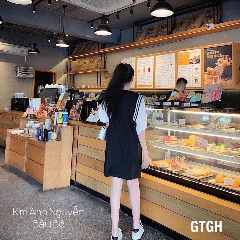 Váy suông nữ tay lỡ bo viền chất đũi xinh xắn