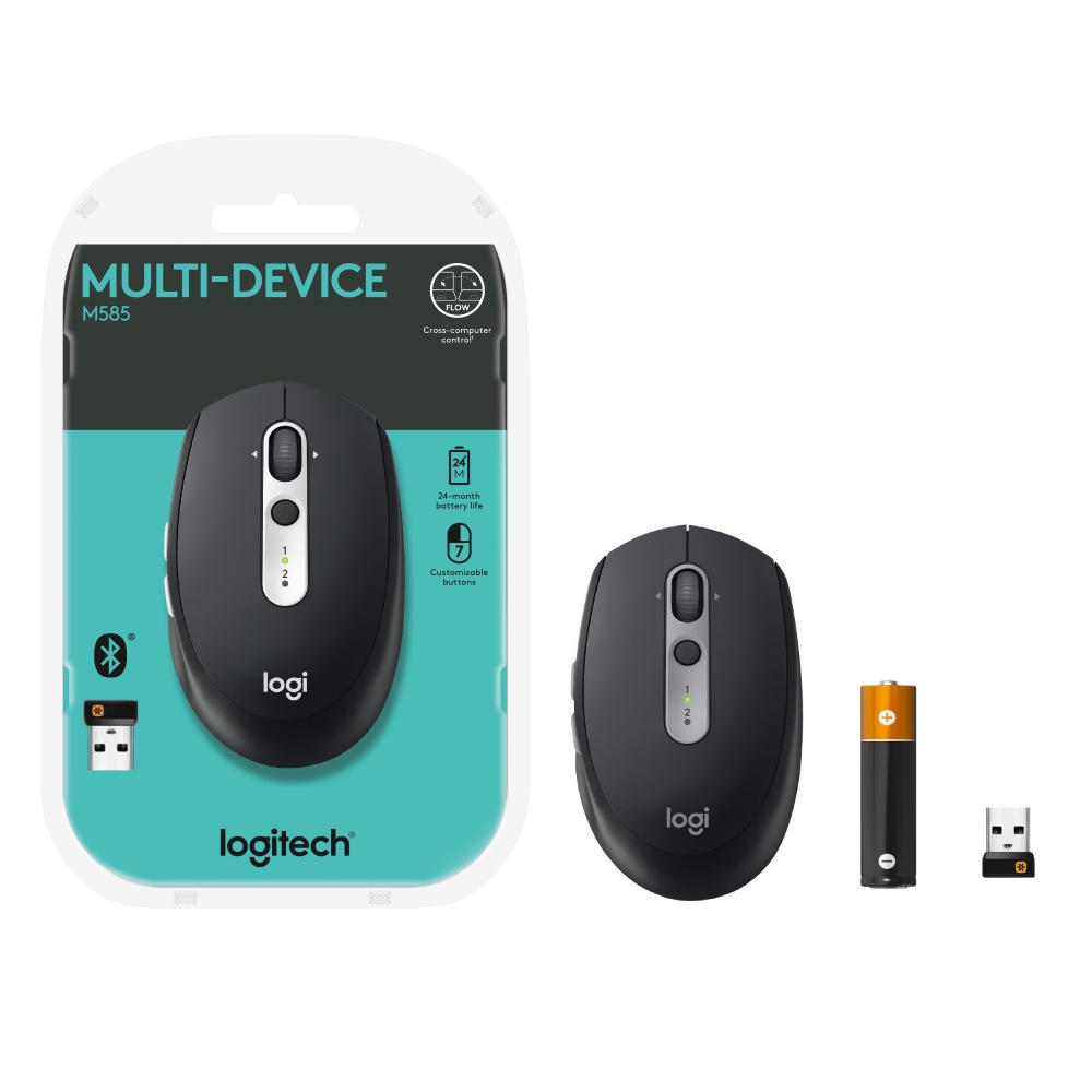 [Mã ELLOGIWL4 giảm 10% đơn 500K] Chuột không dây Bluetooth Logitech M585 - USB Unifying, 5 nút lập trình, đa thiết bị