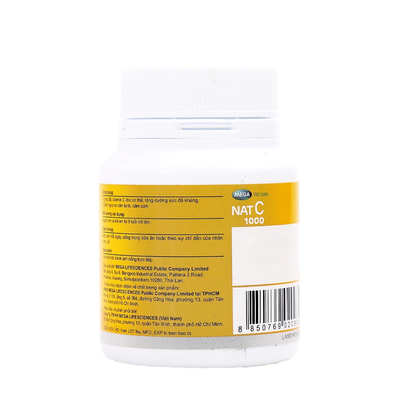 Viên bổ sung Vitamin C Nat C 1000 (30 viên/lọ)