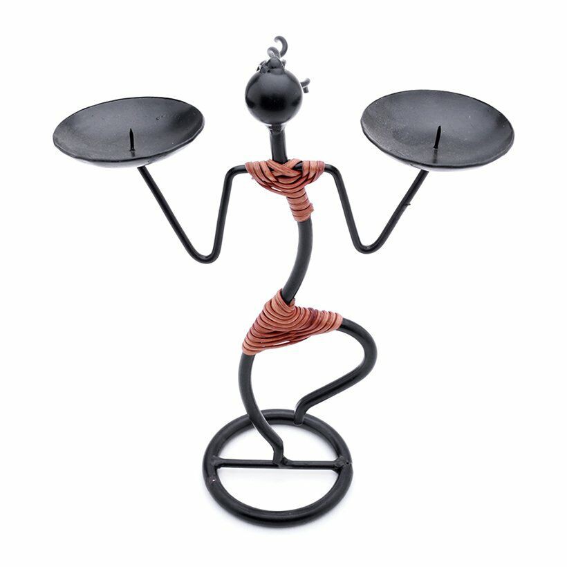 Chân nến nghệ thuật bằng sắt Apsara 2 dĩa