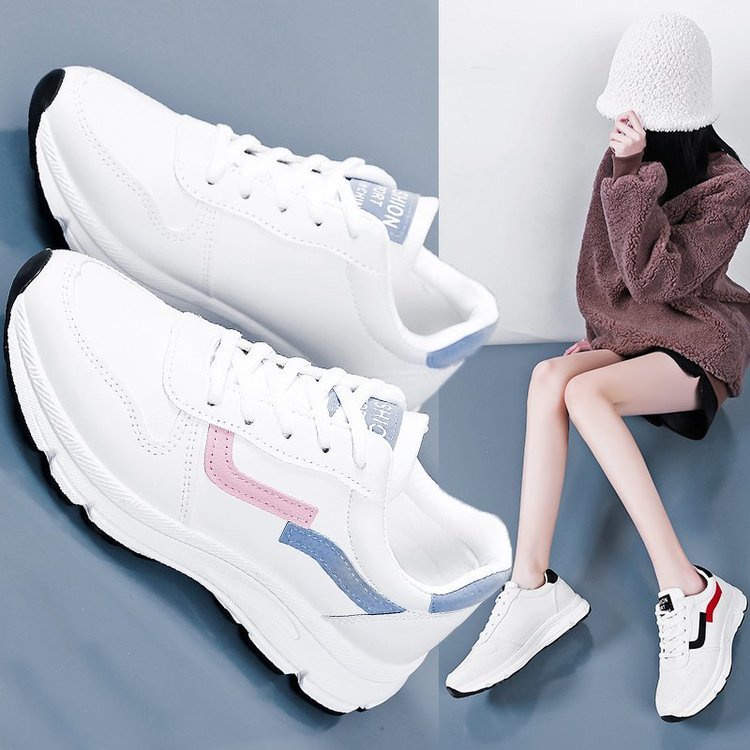 Kasut perempuan new Fashion Platform Sneakers Women Comfortable Women Casual Shoes Lightweight Lace-up Breathable Mesh Shoes