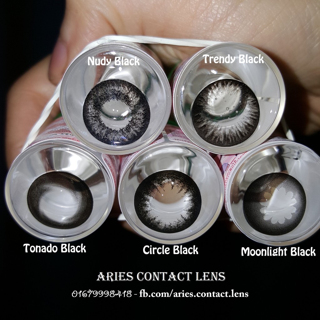 (Sỉ 50k) Lẻ Lens Thái BLACK (đen) - Kính áp tròng 0-2-55-6 độ sỉ lẻ (Ảnh thật tự chụp)