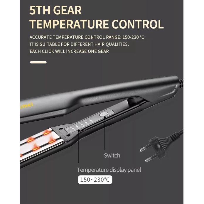 Máy Duỗi Tóc Bảng Lớn Nhiệt Hồng Ngoại Kemei Km 2519 Có Chỉnh Nhiệt