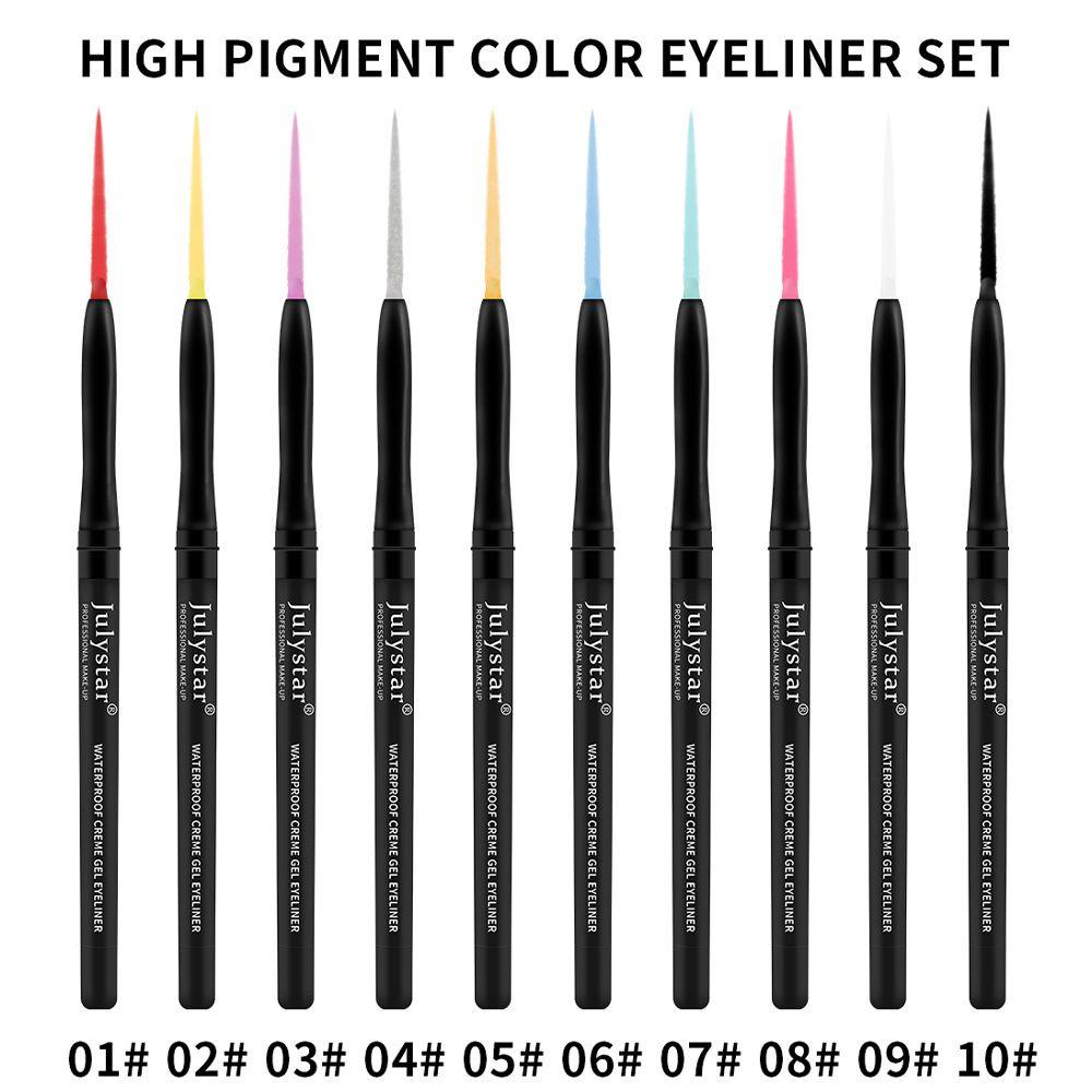 QQMALL Set Bút Kẻ Mắt Dạng Gel Màu Lì Trang Điểm Chuyên Nghiệp Dành Cho Nữ