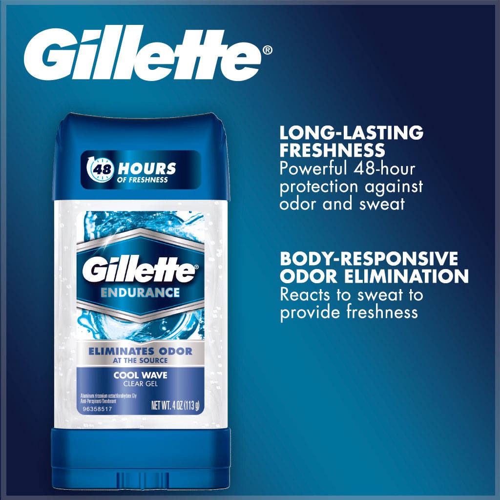 lăn khử mùi cho nam GILLETTE Endurance Clear Gel Cool Wave USA 48h nội địa Mỹ