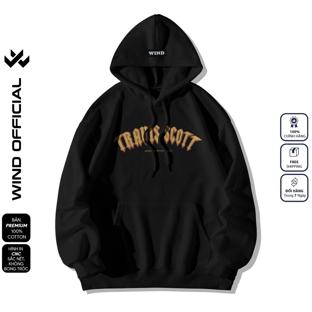Áo hoodie unisex form rộng WIND TRAVIS bản Premium nỉ ngoại nam nữ oversize