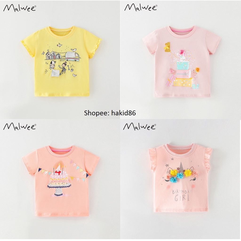 Áo thun bé gái Malwee, áo trẻ em cotton 10-28kg
