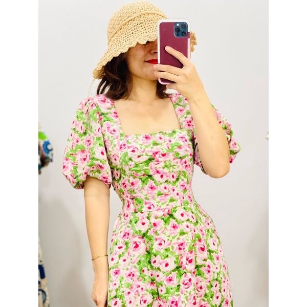 ĐẦM MAXI CỔ VUÔNG TAY BÍ