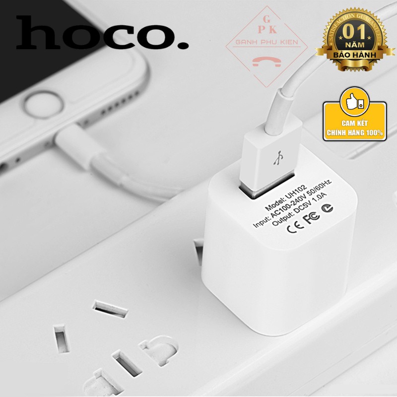 Củ Sạc iPhone HOCO UH102 dành cho Các Dòng Cáp Sạc Điện Thoại cổng kết nối USB - Iphone Samsung Xiaomi Oppo Huawei